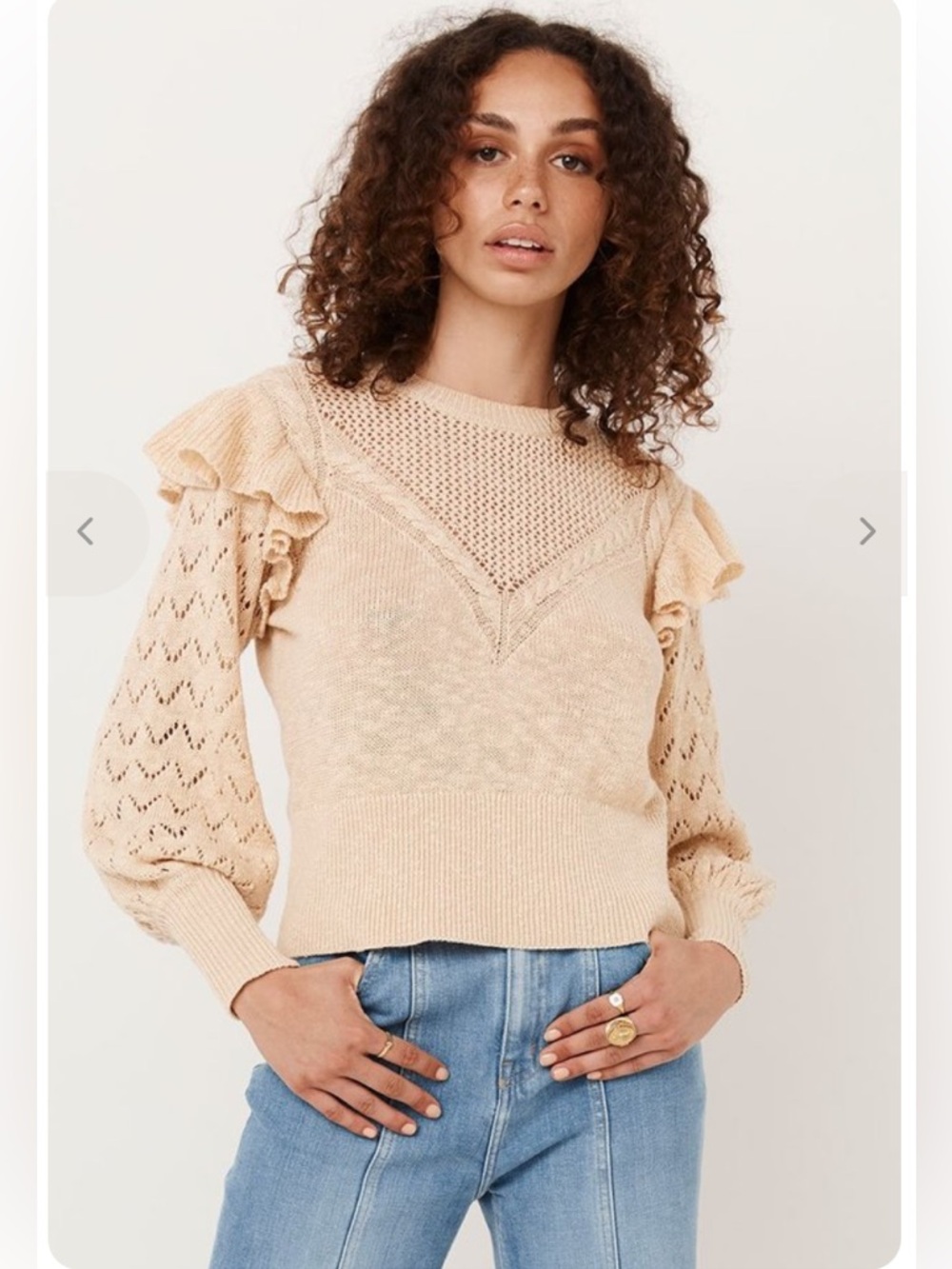 Spell Willow Frill Jumper Sweater Ecru